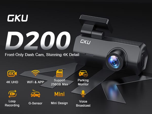 Caméra embarquée GKU 4Dashcam GKU D200 WiFi 4K 2.5K 