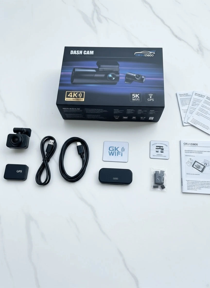 Dashcam GKU D600 - 4K Ultra HD + 2.5K WiFi 5GHz