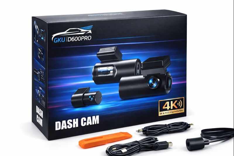 Dashcam GKU D600 Pro 4K WiFi GPS avec Écran IPS 1.47" - Caméra de Bord Avant et Arrière
