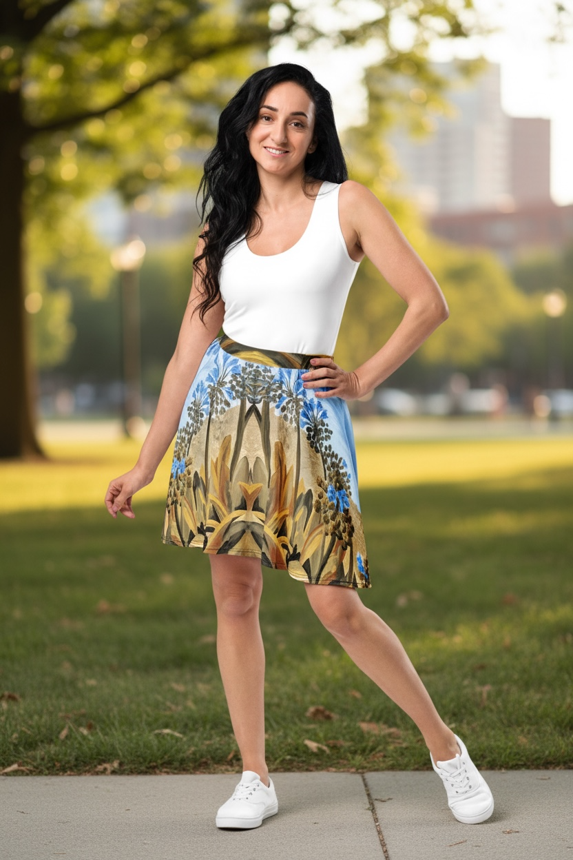 Agapanthus Bloom Skater Skirt