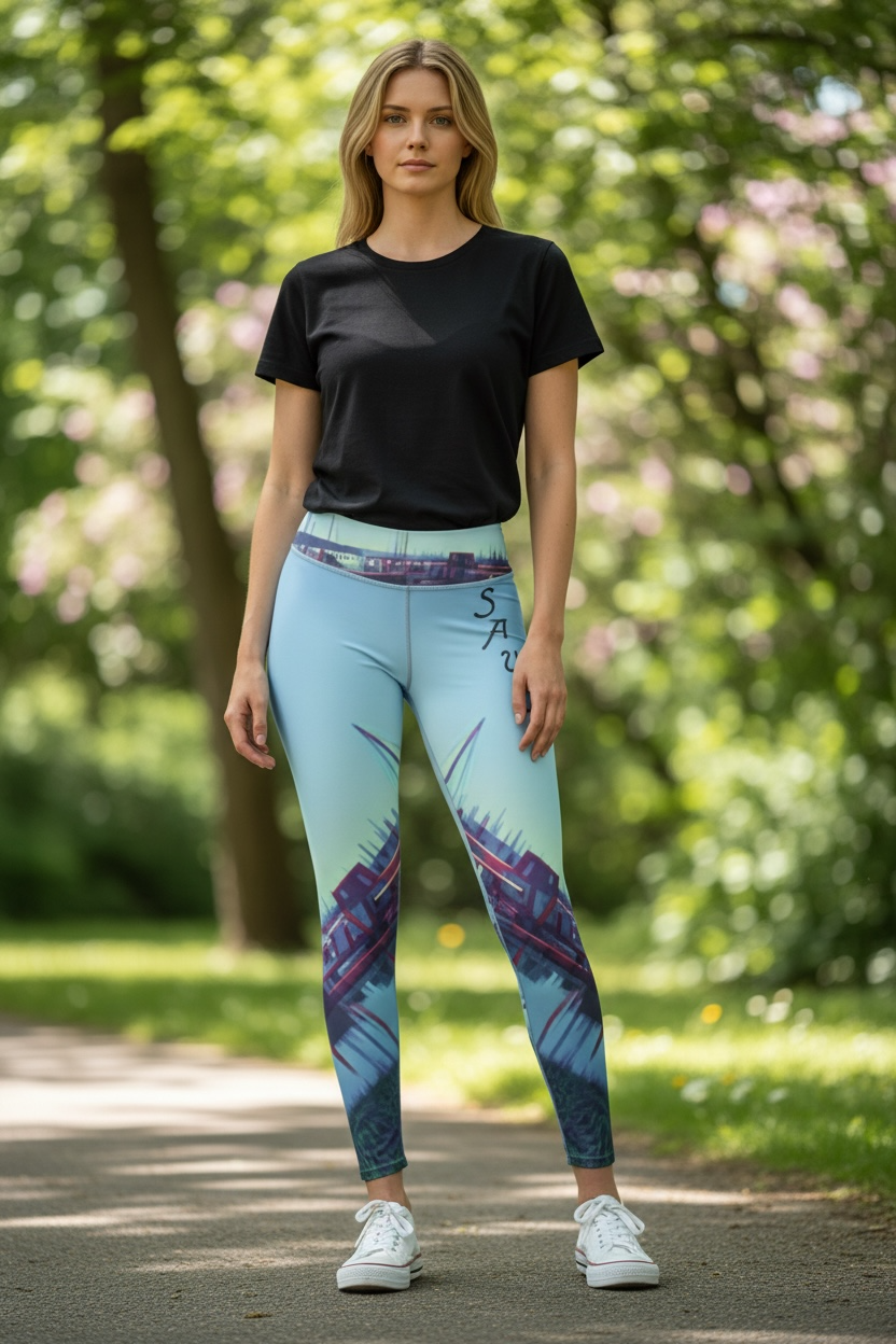 Sausalito Harbor Reflection Yoga Capri Leggings