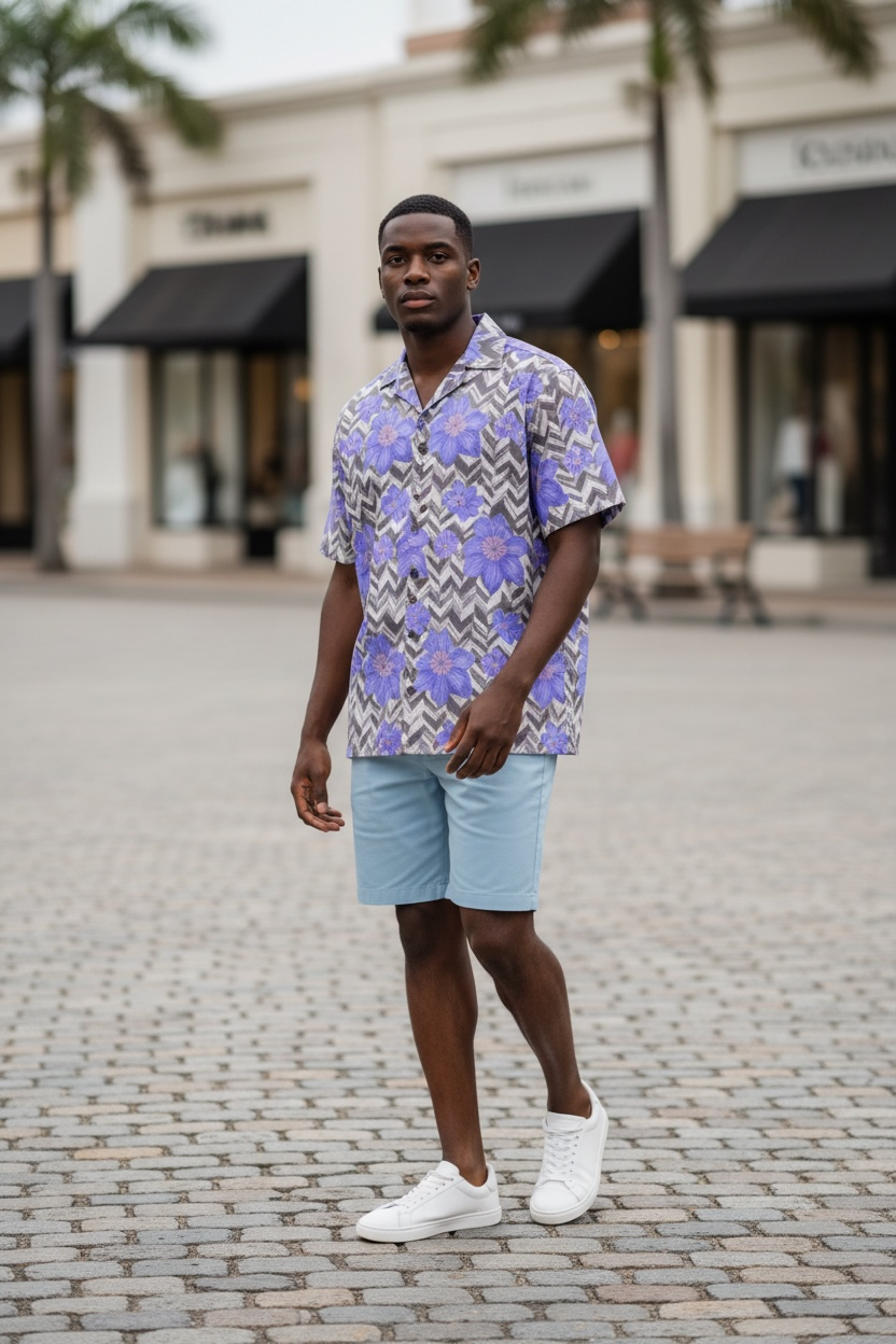 Clematis Herringbone Button-Up