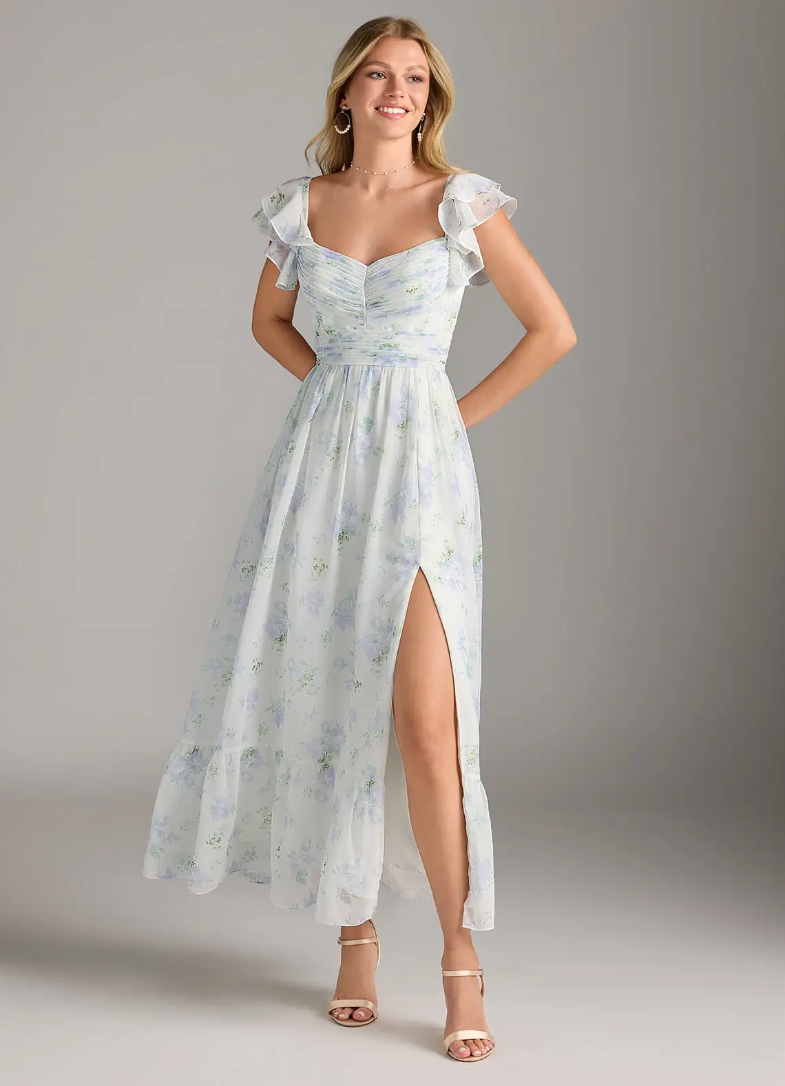 Floral Print Ruffle Maxi Dress