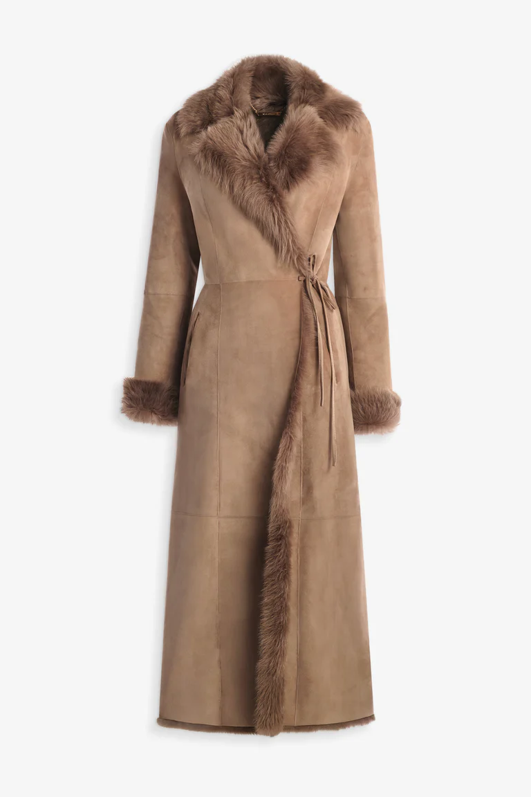 Women's Long Faux Fur Trimmed Coat