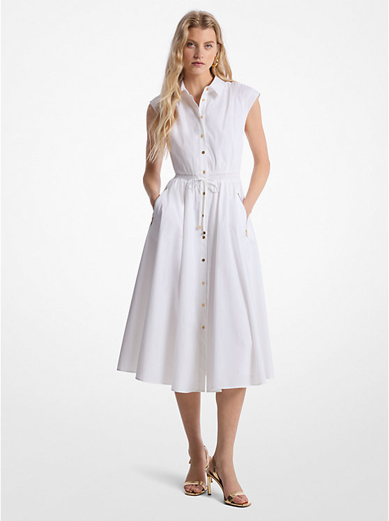 White Button-Down Midi Dress