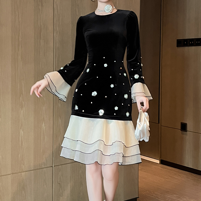 Elegant Black and Cream Dress