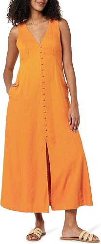 Sleeveless Orange Maxi Dress