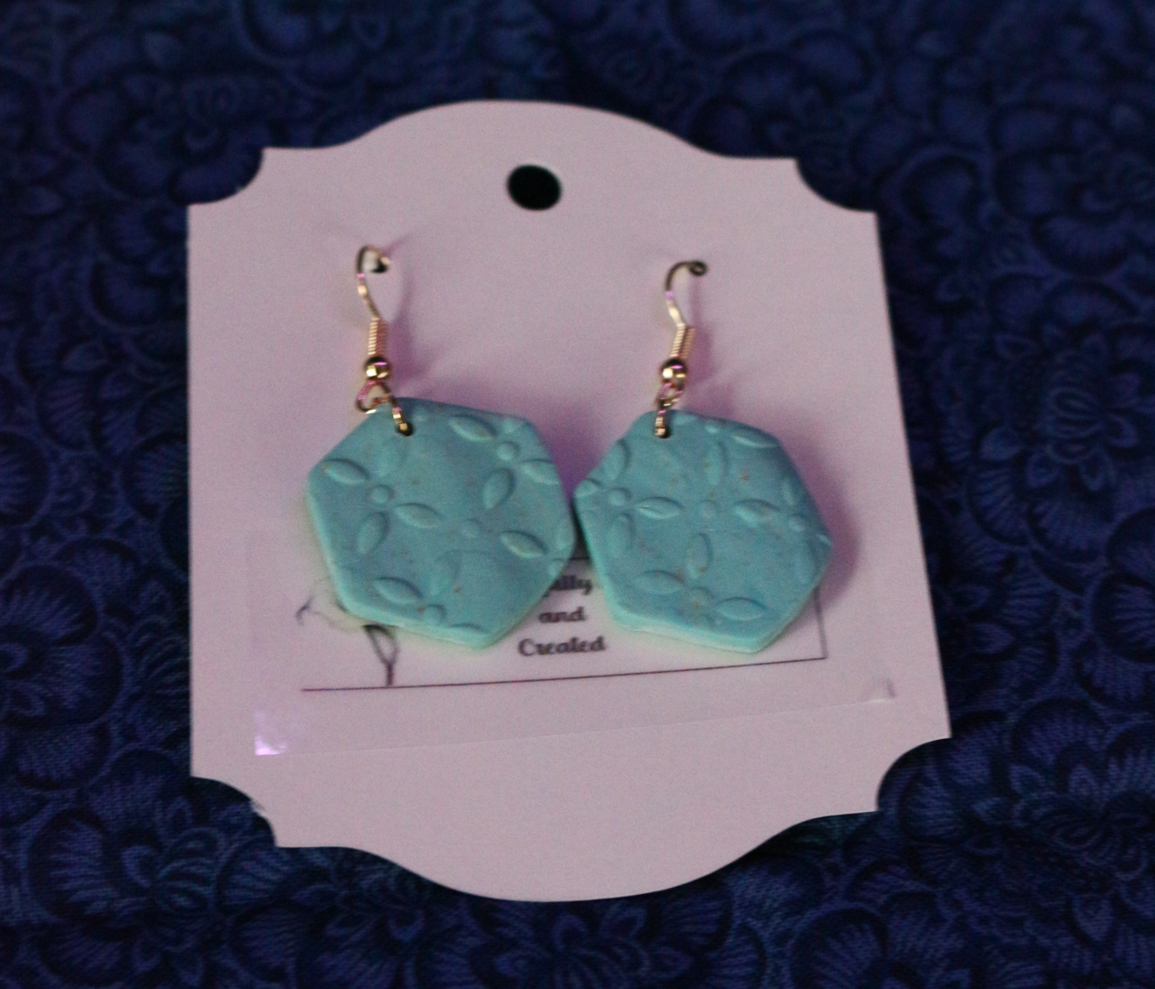 Handcrafted Blue Hexagon Earrings