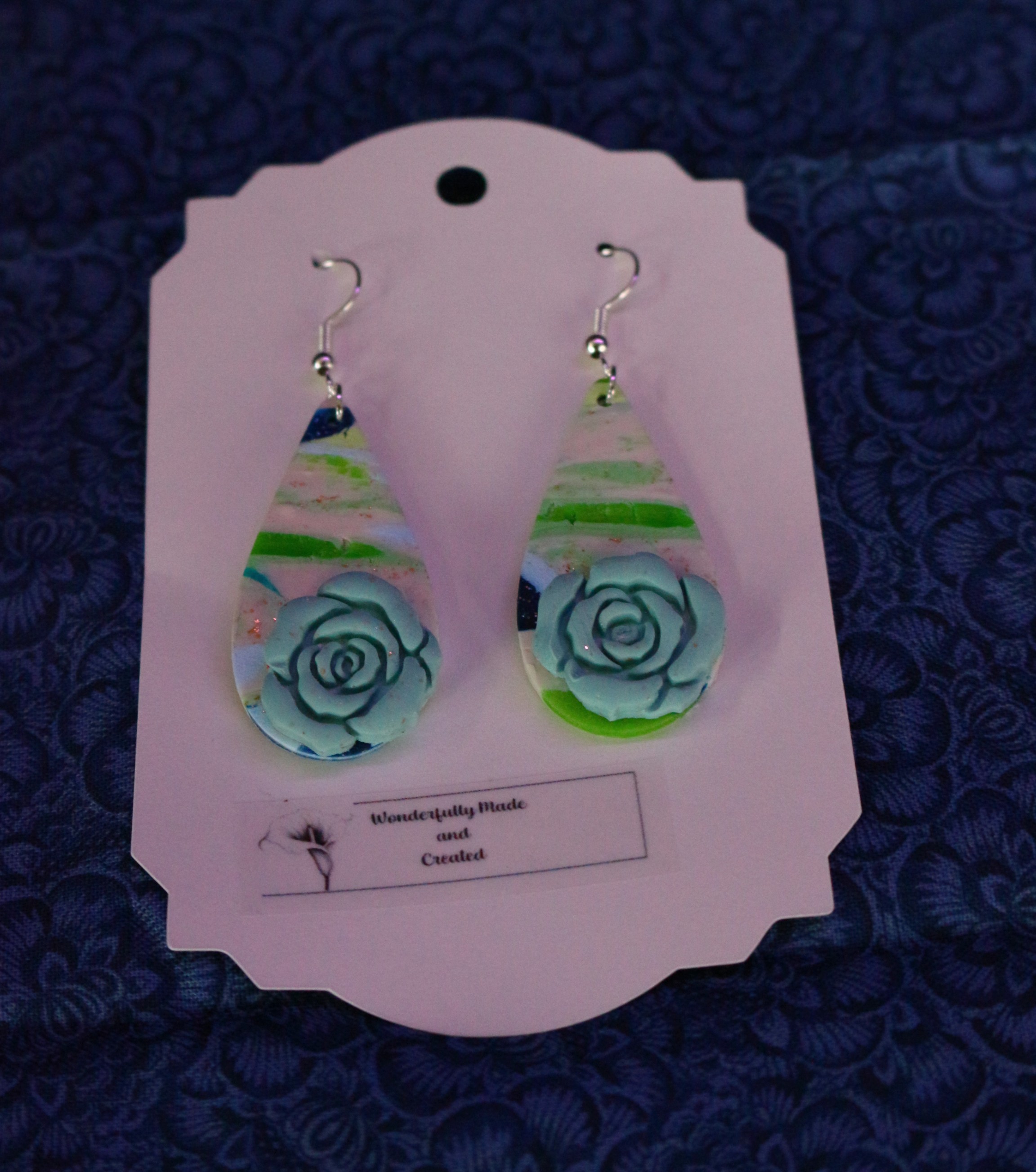 Handmade Floral Teardrop Earrings