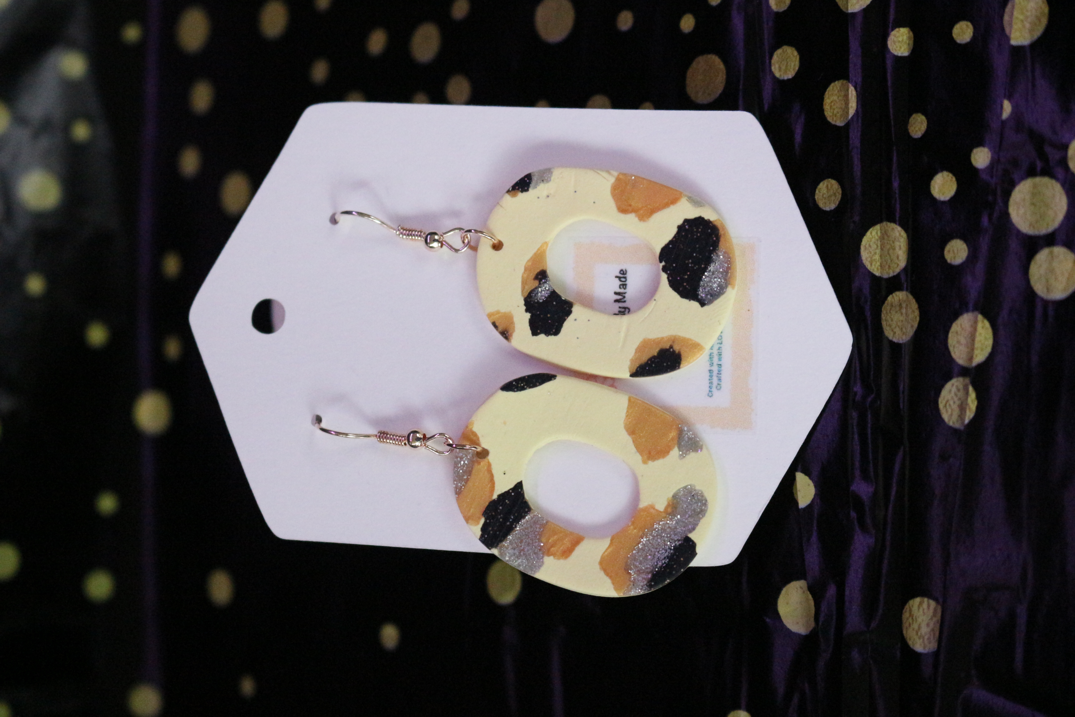 Handmade Oval Patterned Earrings