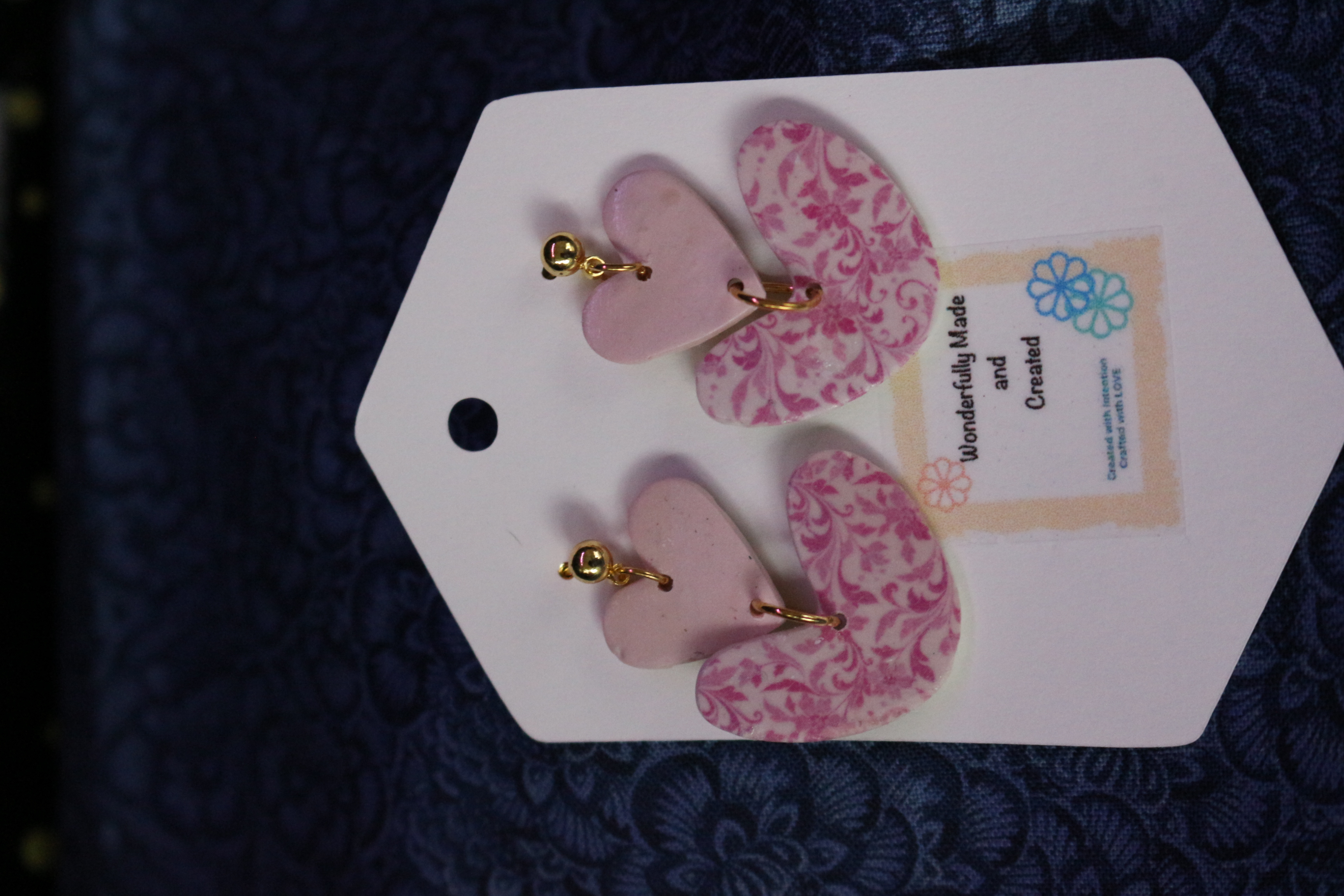 Pink Heart and Floral Earrings