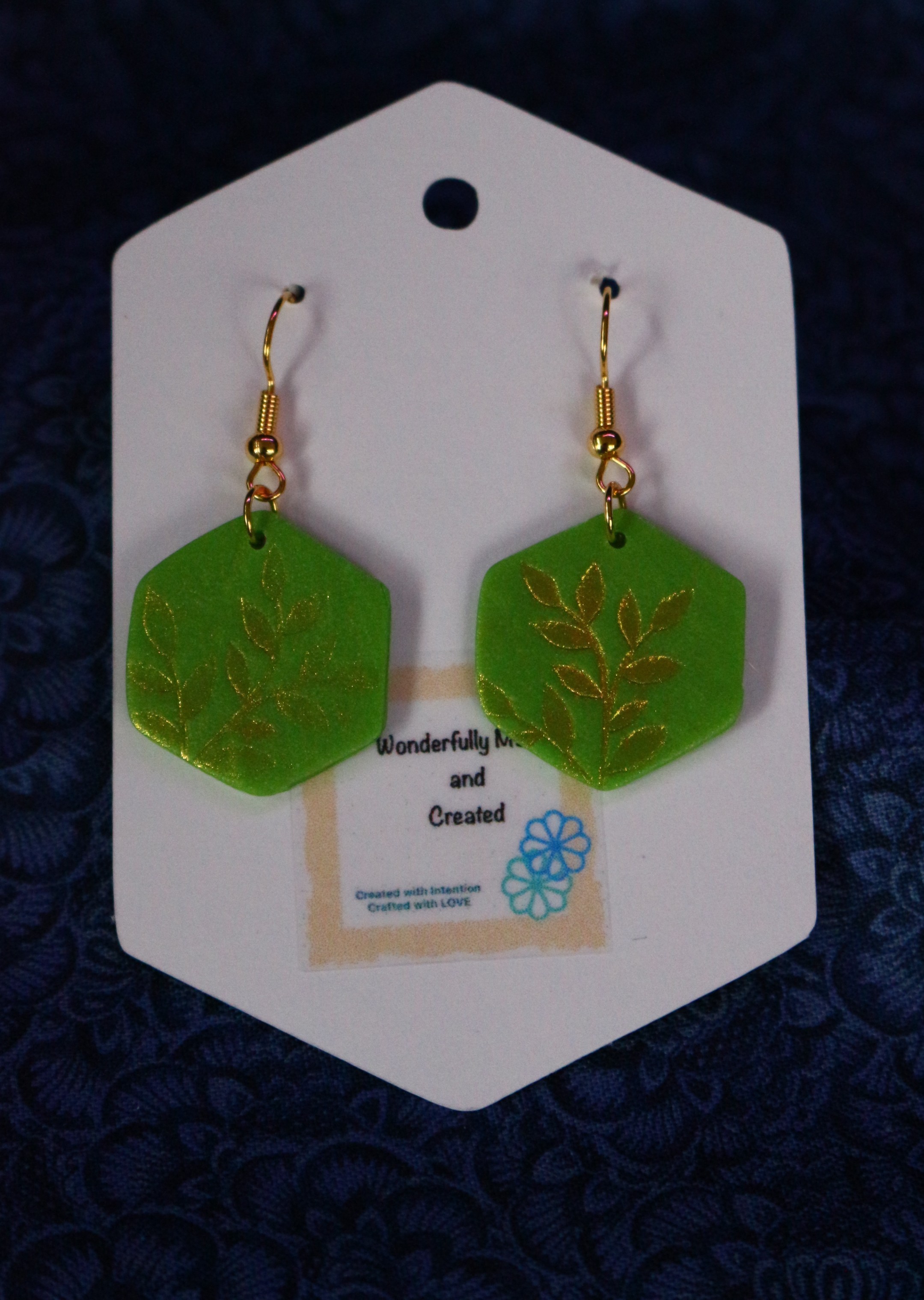 Handcrafted Green Leaf Earrings