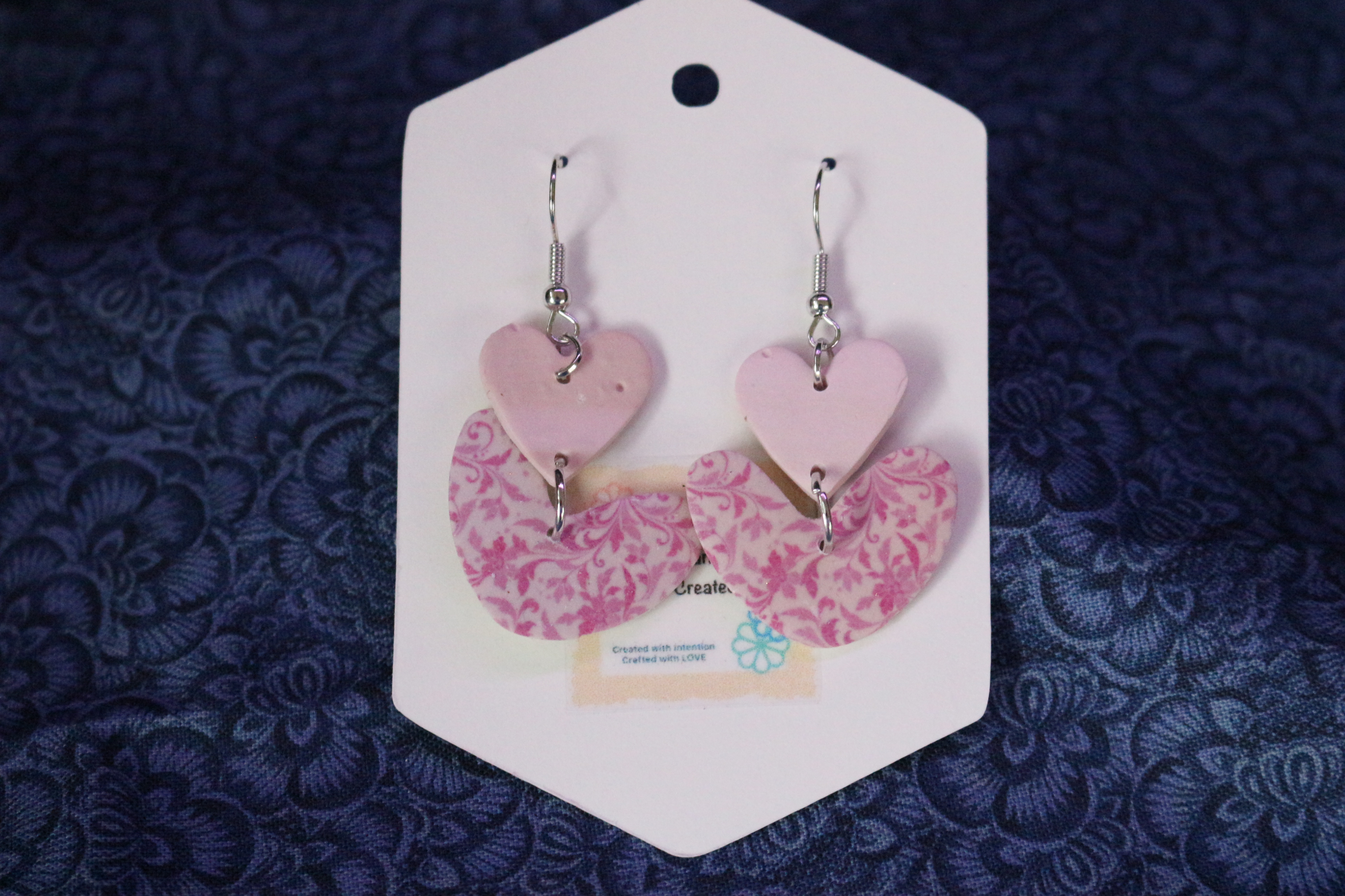 Handmade Pink Heart Earrings