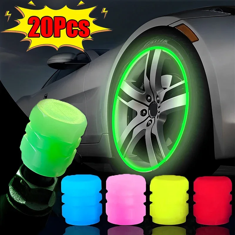 Glow-in-the-dark tire valve stem caps