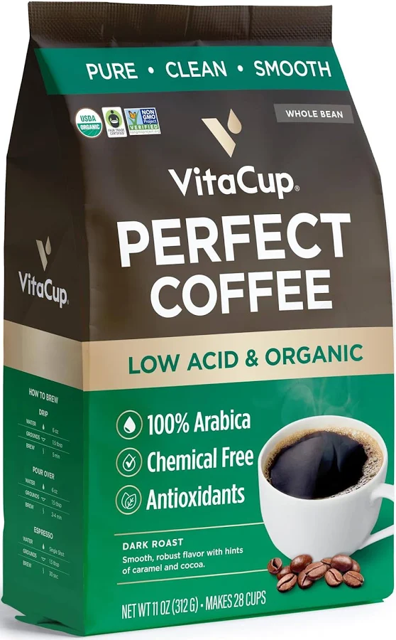 VitaCup Perfect Low Acid Coffee Beans, 11 oz 