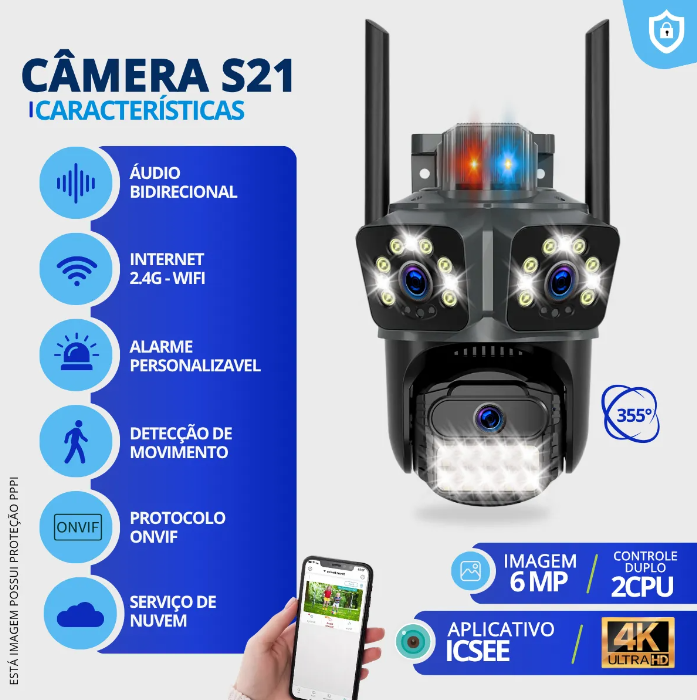 Câmera de segurança 4K Ultra HD Com Visão noturna