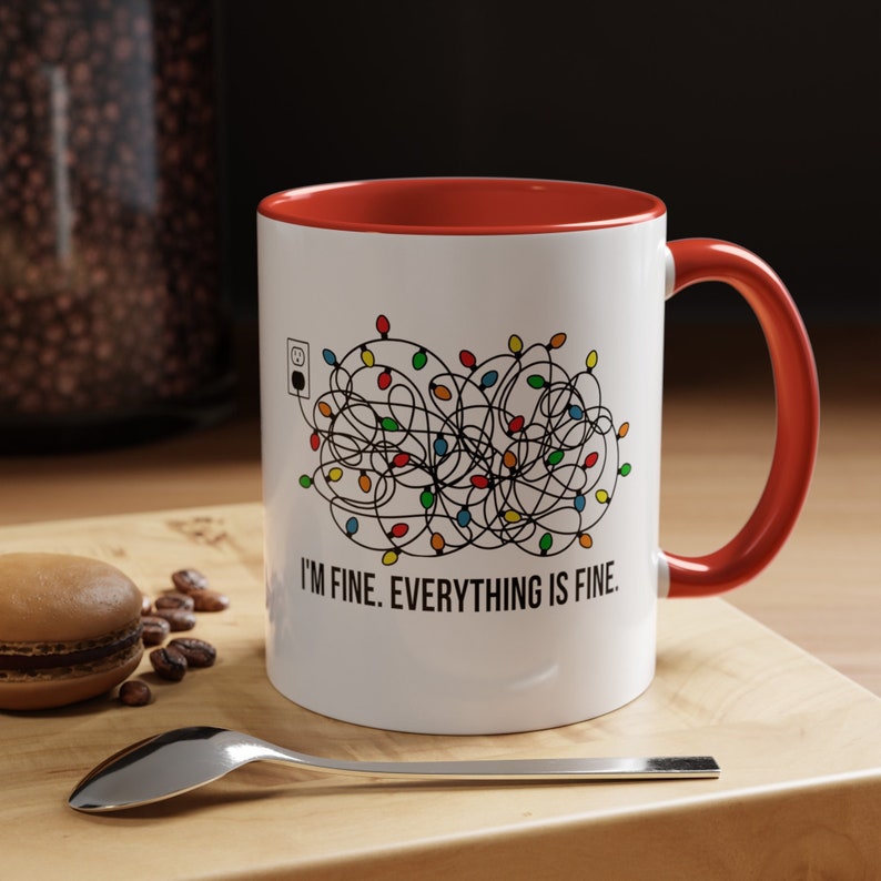 It's Fine I'm Fine Everything is Fine Coffee Mug, Funny, Humor, Cartoon, Gift for Her Him, Present, Birthday, Holiday, 1