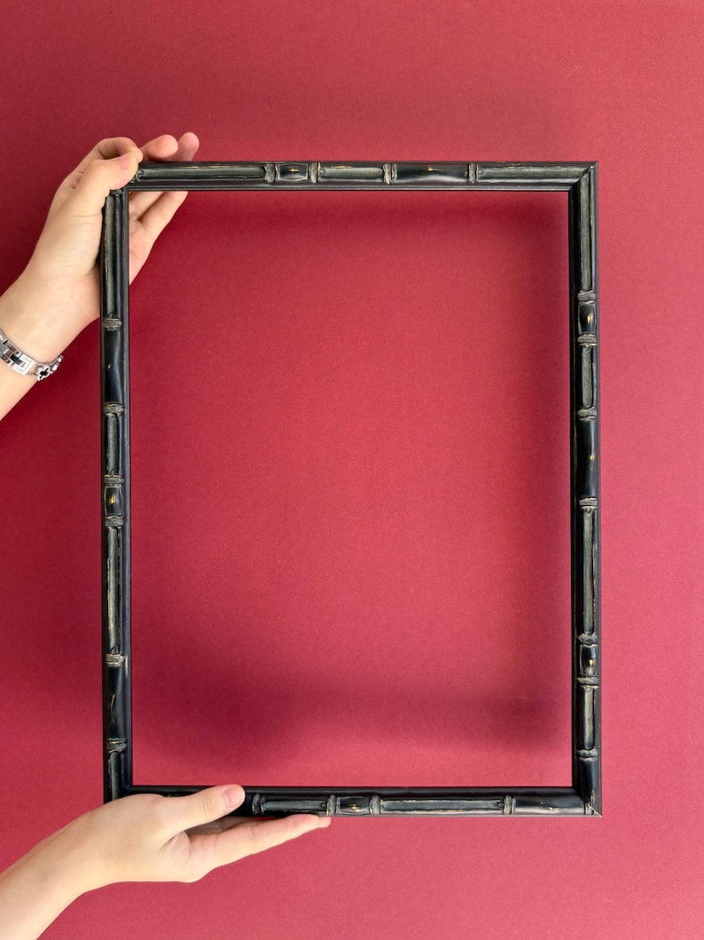 Vintage black bamboo frame, elegant art and photo decoration frame