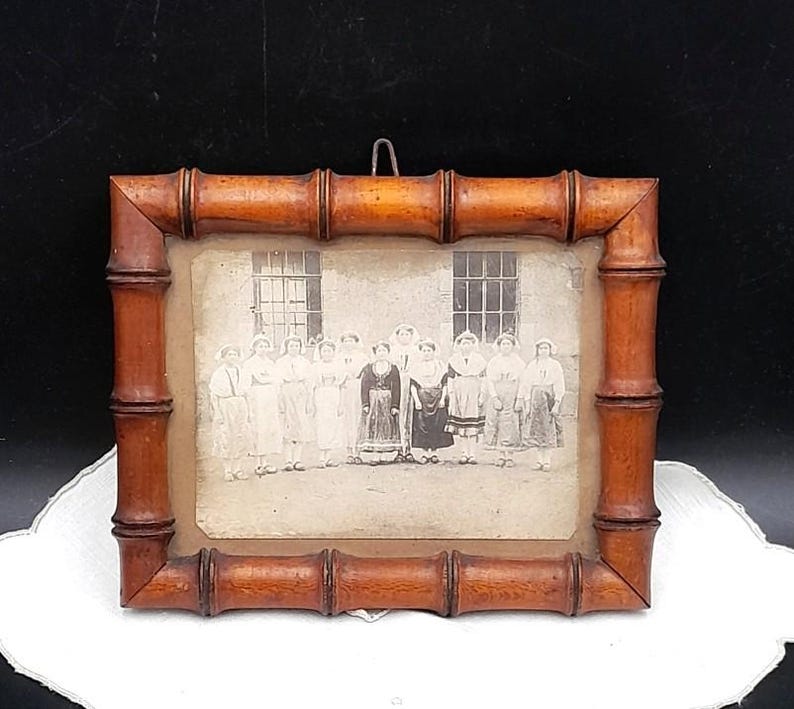 PAIR Antique French Faux Bamboo Photo frames : Chinoiserie Home Decor, 1920s