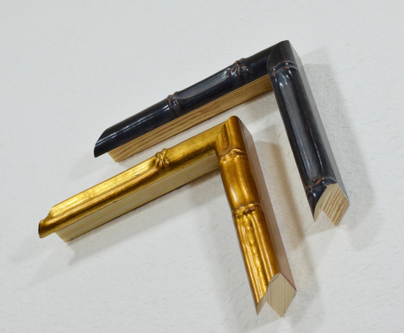 Bamboo Wood Picture Frame Gold & Black. Custom Sizes Frame. Papyrus Frame.