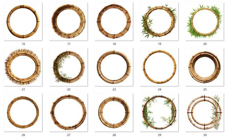 30 Bamboo Frames, High Quality Clipart, Instant Download, 300 Dpi, Transparent PNG Files, Commercial use
