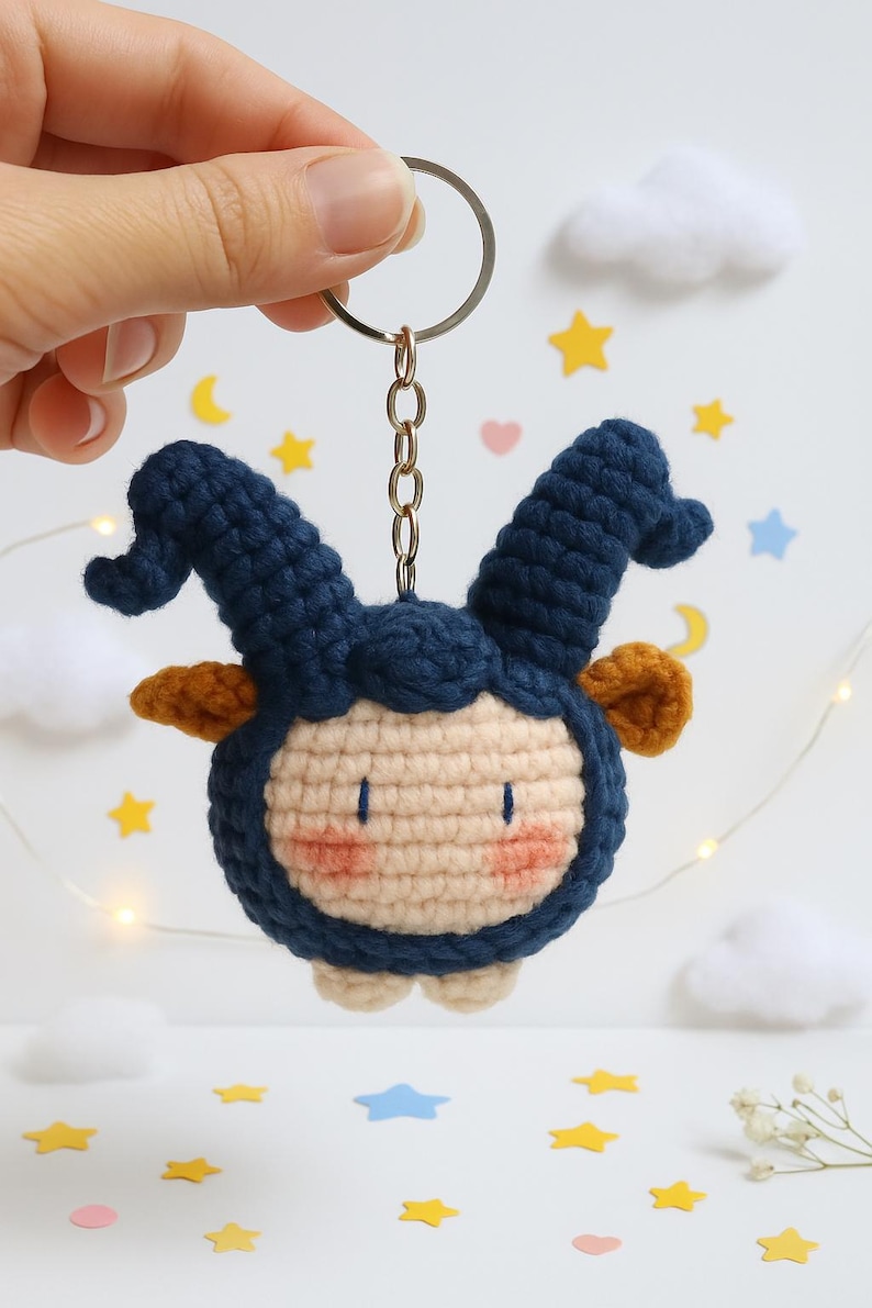 Handmade Crochet Capricorn Keychain: Zodiac Amigurumi Plush