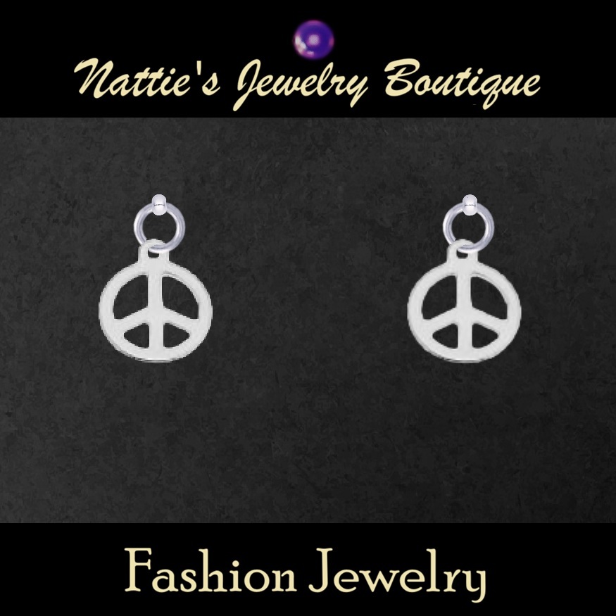 18" Doll Small Silver or Gold Peace Sign Drop Earrings
