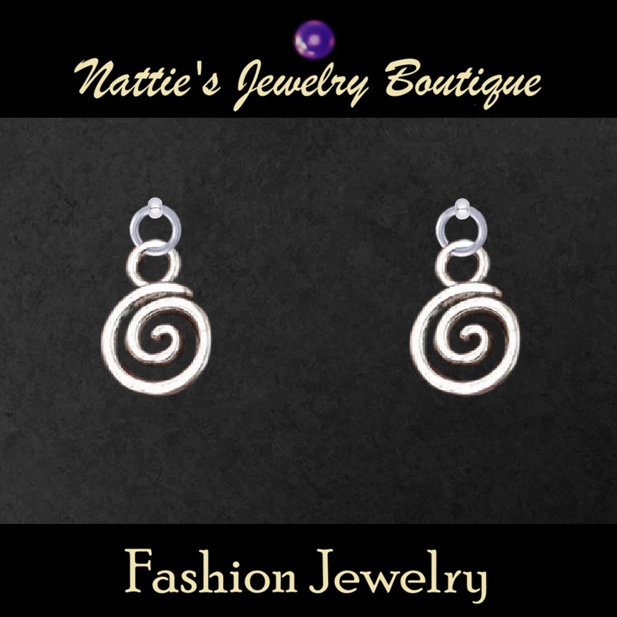 18" Doll Silver Spiral Drop Earrings