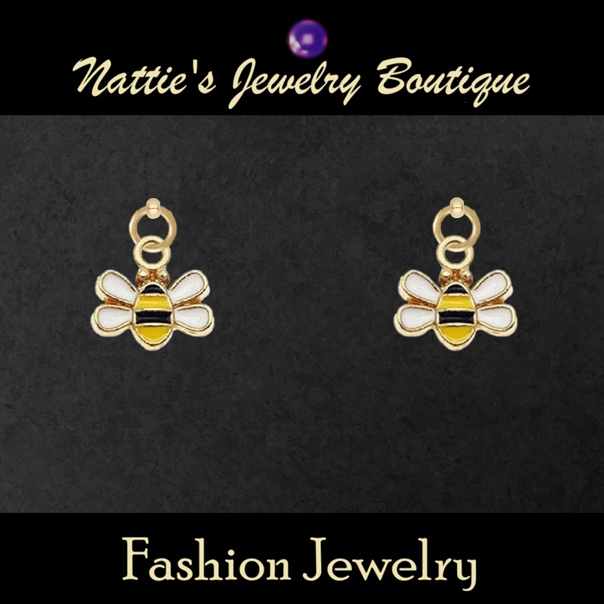 18" Doll Bumble Bees with Gold Trim Drop Earrings
