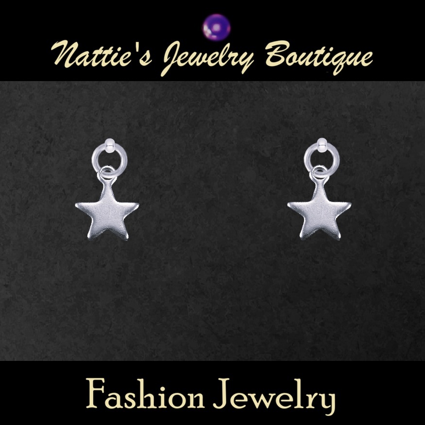 18" Doll Silver Star Drop Earrings