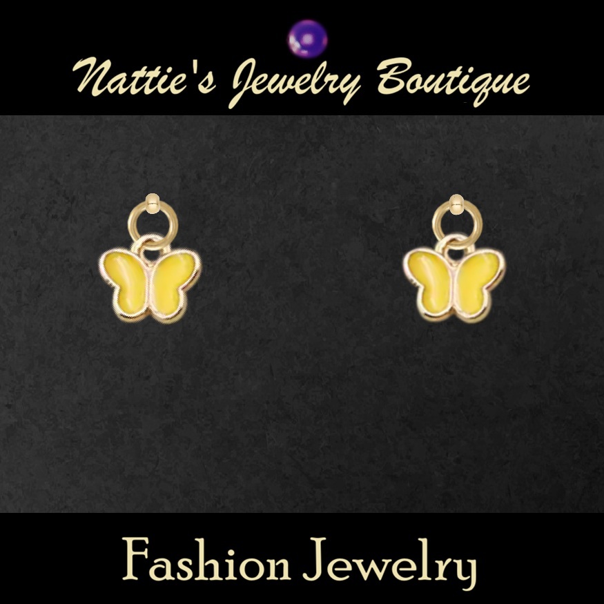 18" Doll Yellow Butterfly with Gold Trim Drop Earrings