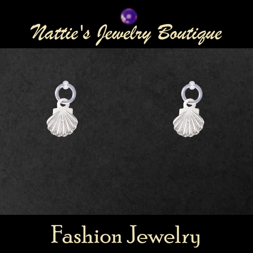 18" Doll Tiny Silver Seashell Drop Earrings