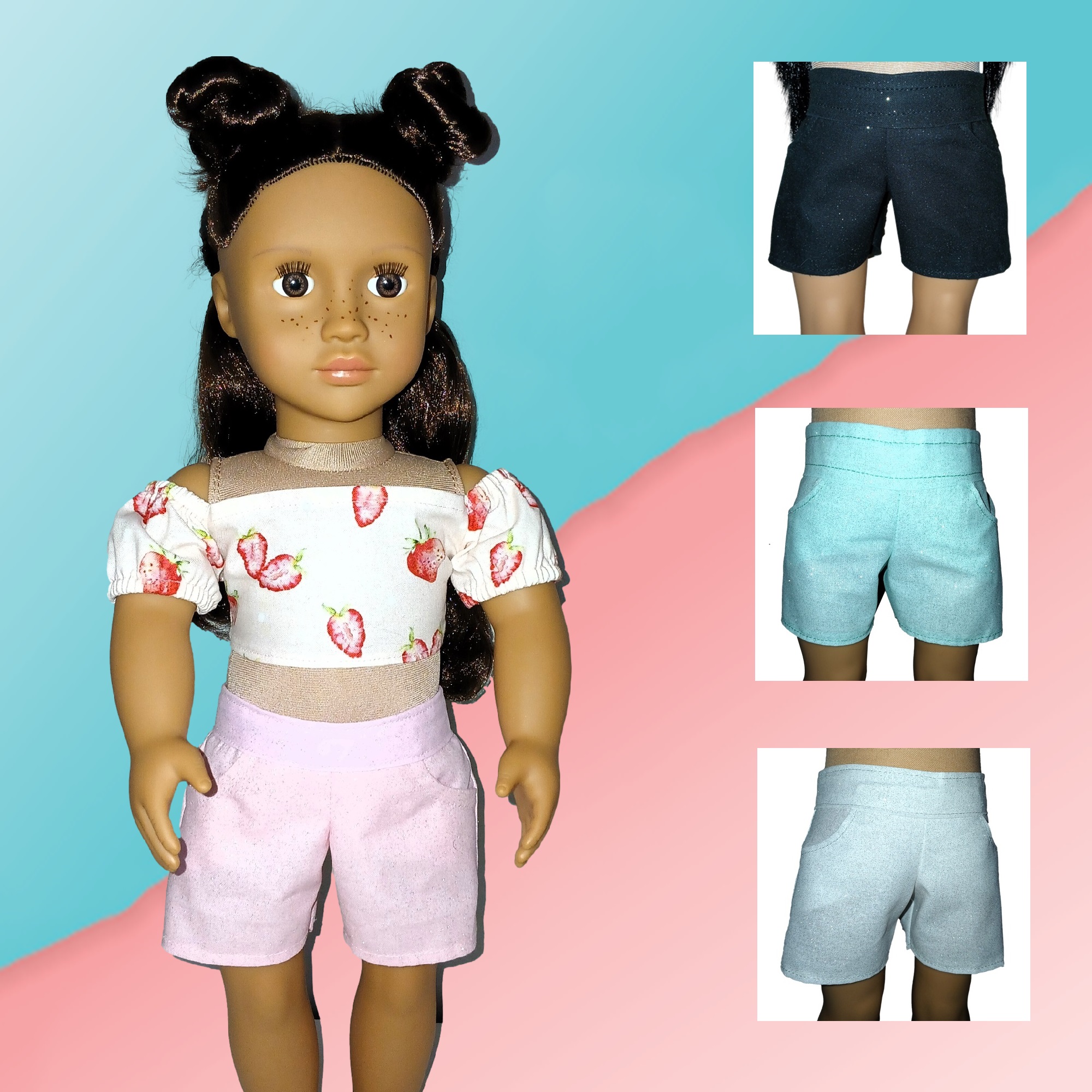 Glitter Bermuda Shorts for 18 Inch Dolls