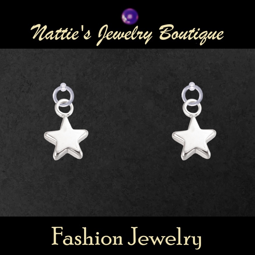 18" Doll Silver Chunky Star Drop Earrings