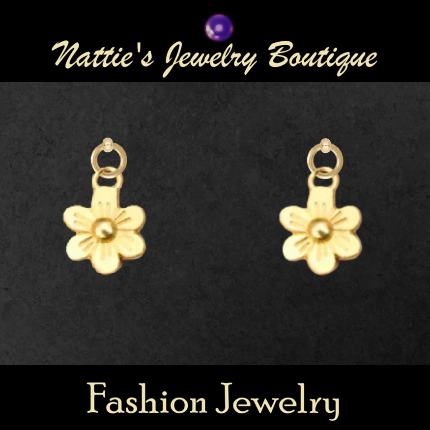 18" Doll Gold Six Petal Flower Drop Earrings