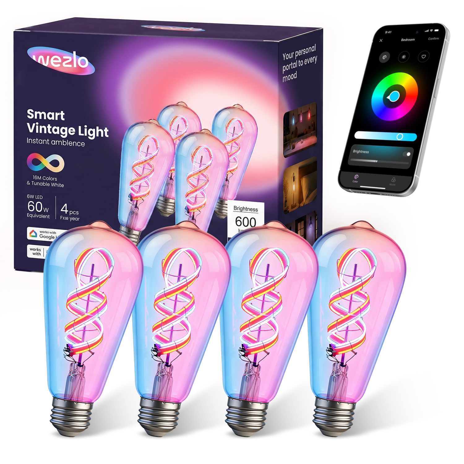 Smart Vintage Light Bulbs (4 Pack)