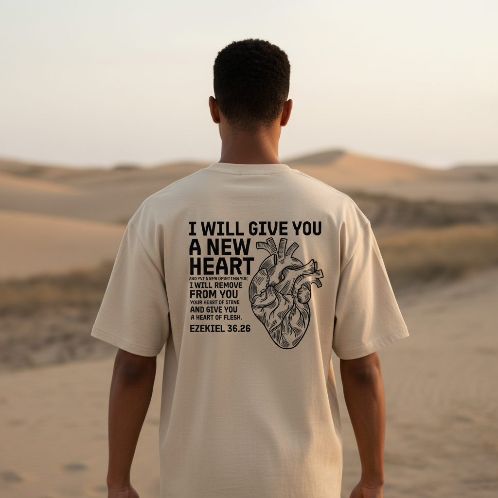  Novo Coração (Ezequiel 36:26) - Camiseta Oversized