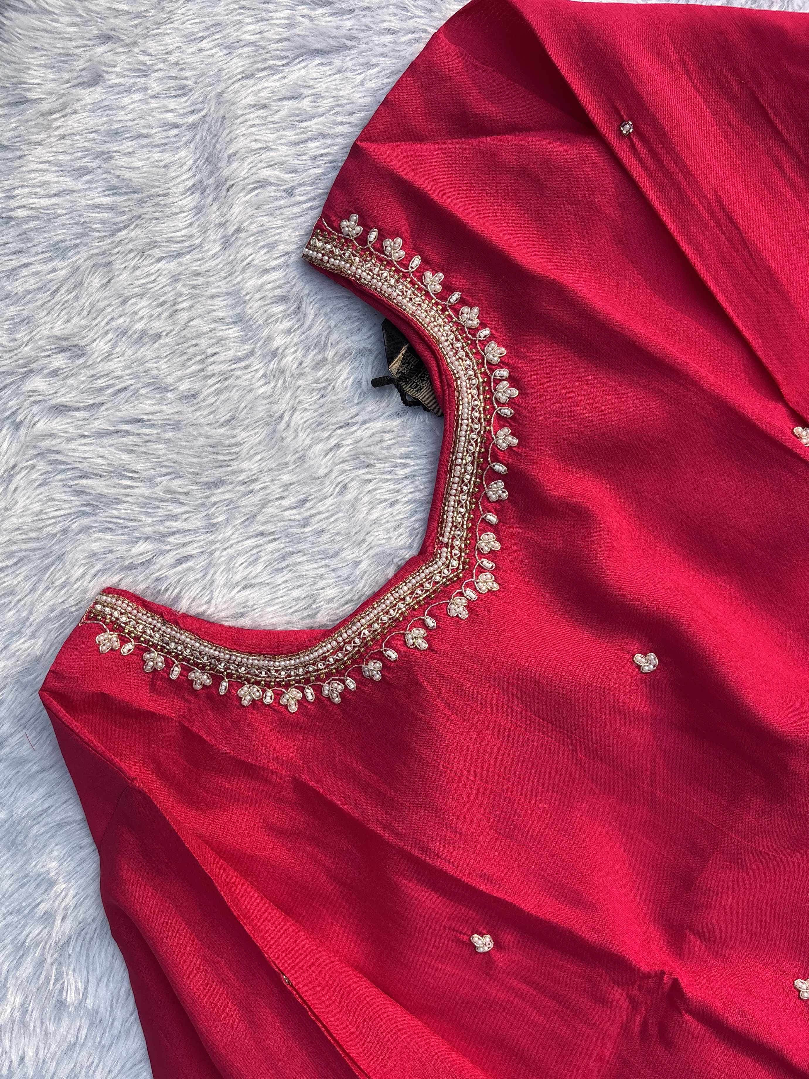 Embroidered Pink Kurti Pant Set