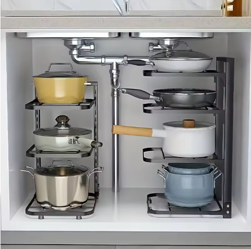 Adjustable Pot and Pan Organizer Rack