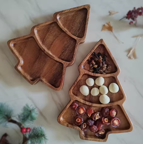 Wooden Christmas Tree Snack Tray