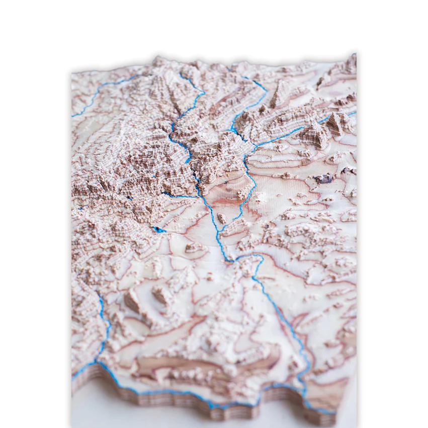 3D raised relief map of Arizona 20" by 18"
