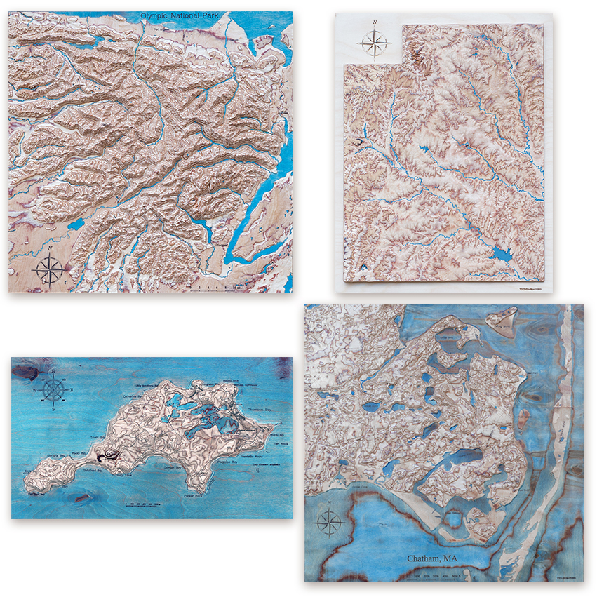 Custom 3D woden maps