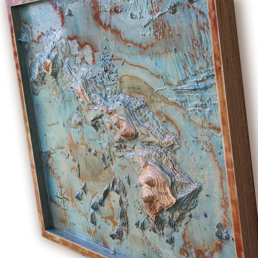 3D topo map of Hawaii 32" by 24"