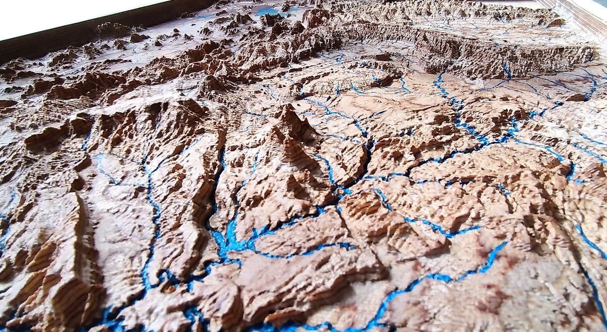3D map of Utah 25" by 25"
