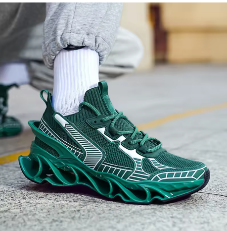 Futuristic Green Sports Sneakers