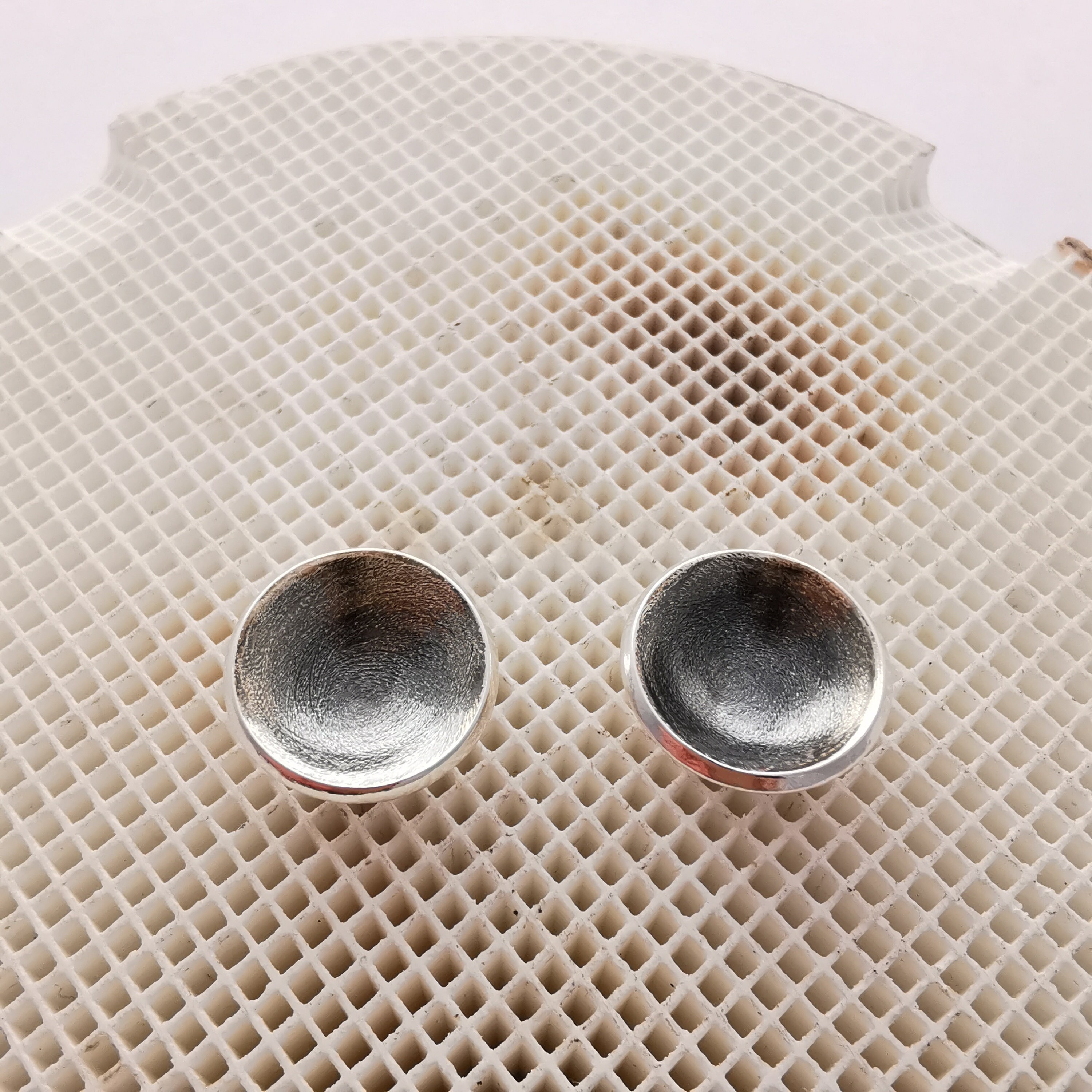 Starry Night Silver Dome Stud Earrings | 12mm | Sterling Silver