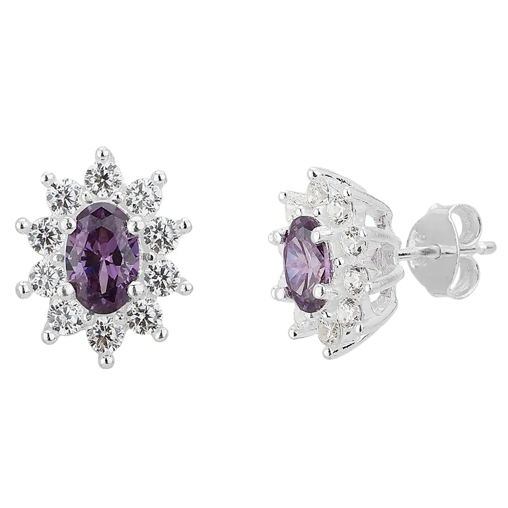 Colourful CZ Stud Earrings – Various Colours