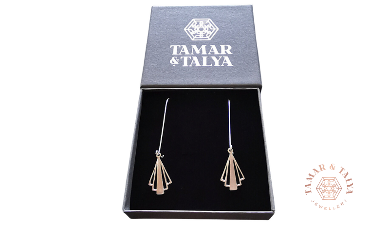 Deco Sterling Silver Dangle Earrings - Satin or Shiny Finish