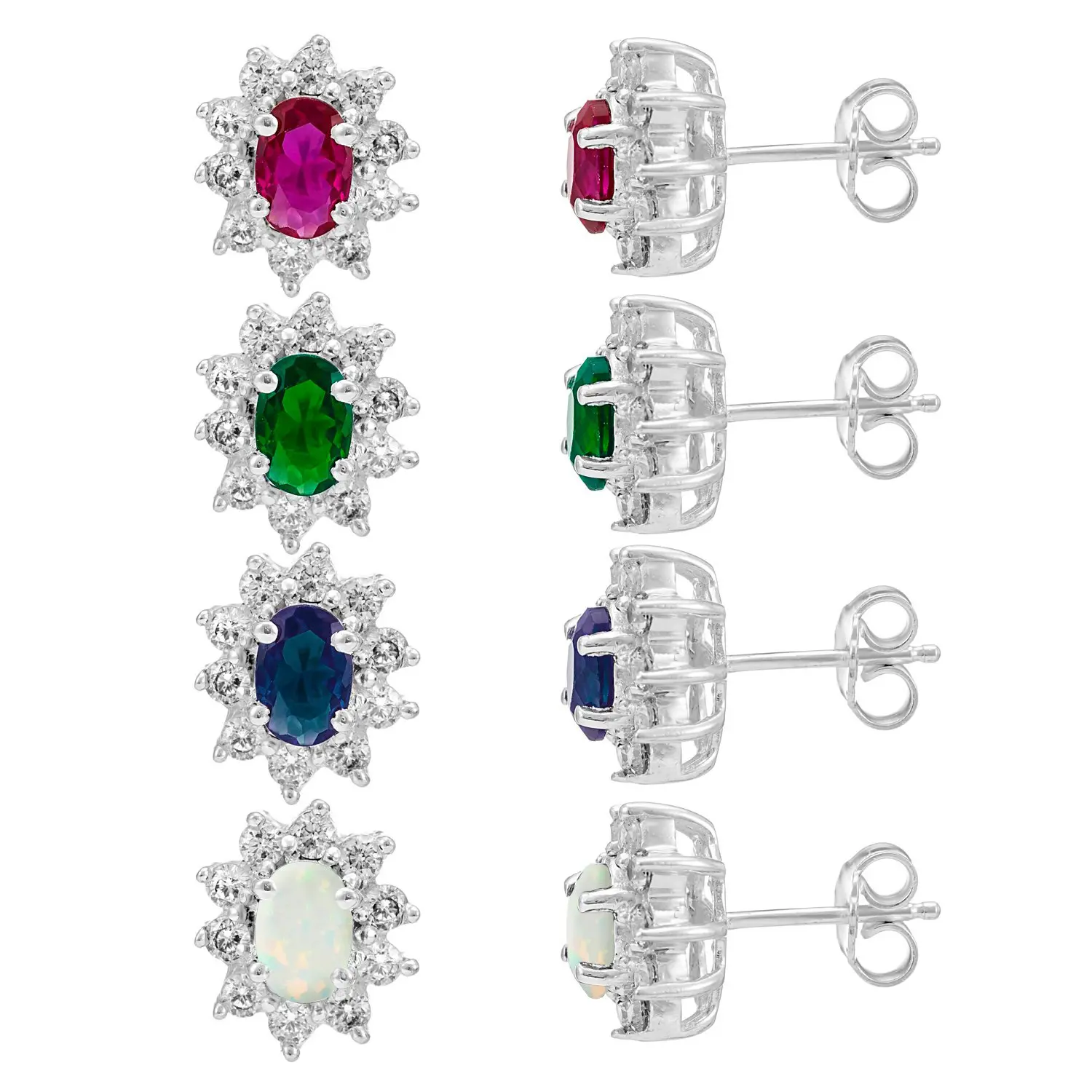Colourful CZ Stud Earrings – Various Colours