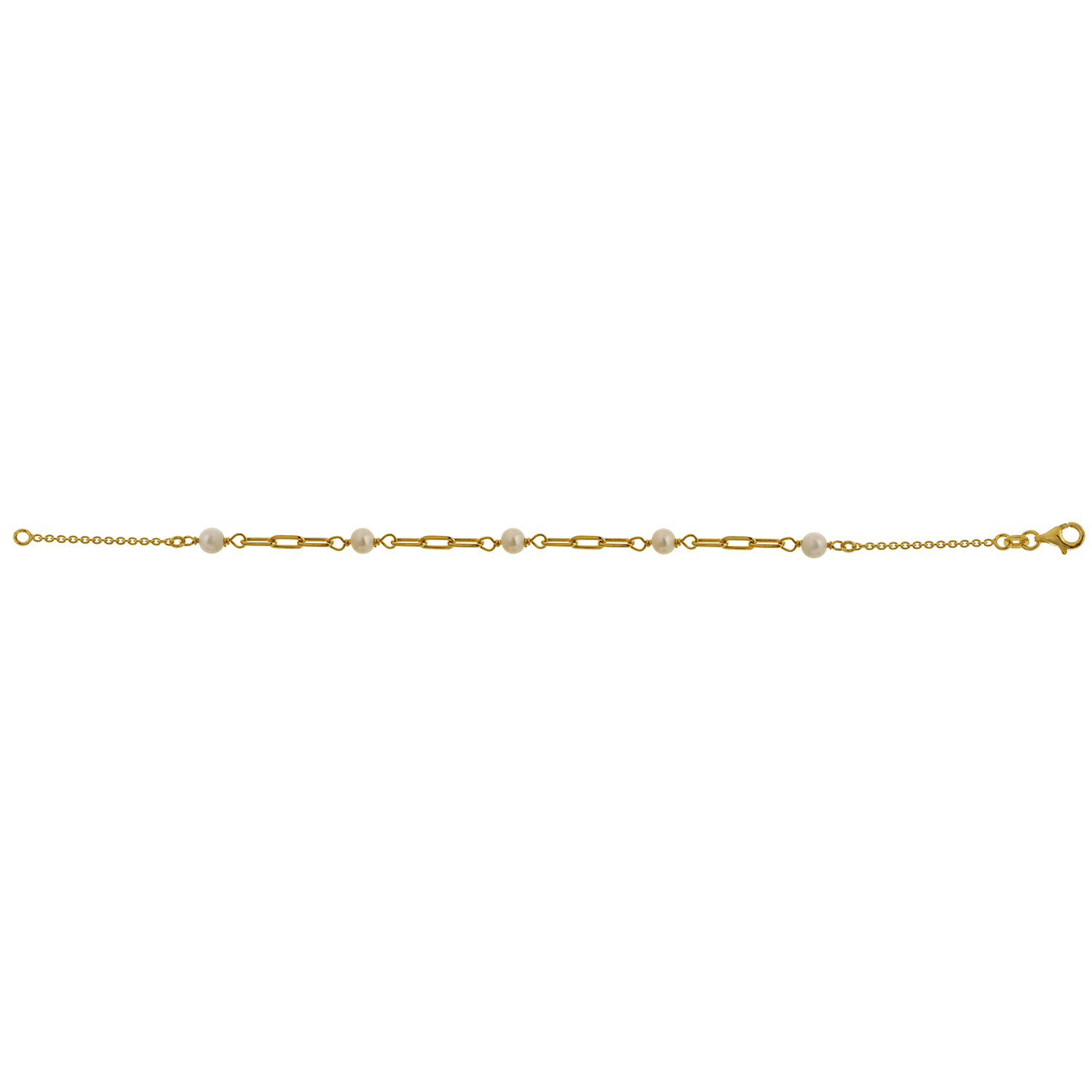  Pearl Chain Gold Bracelet